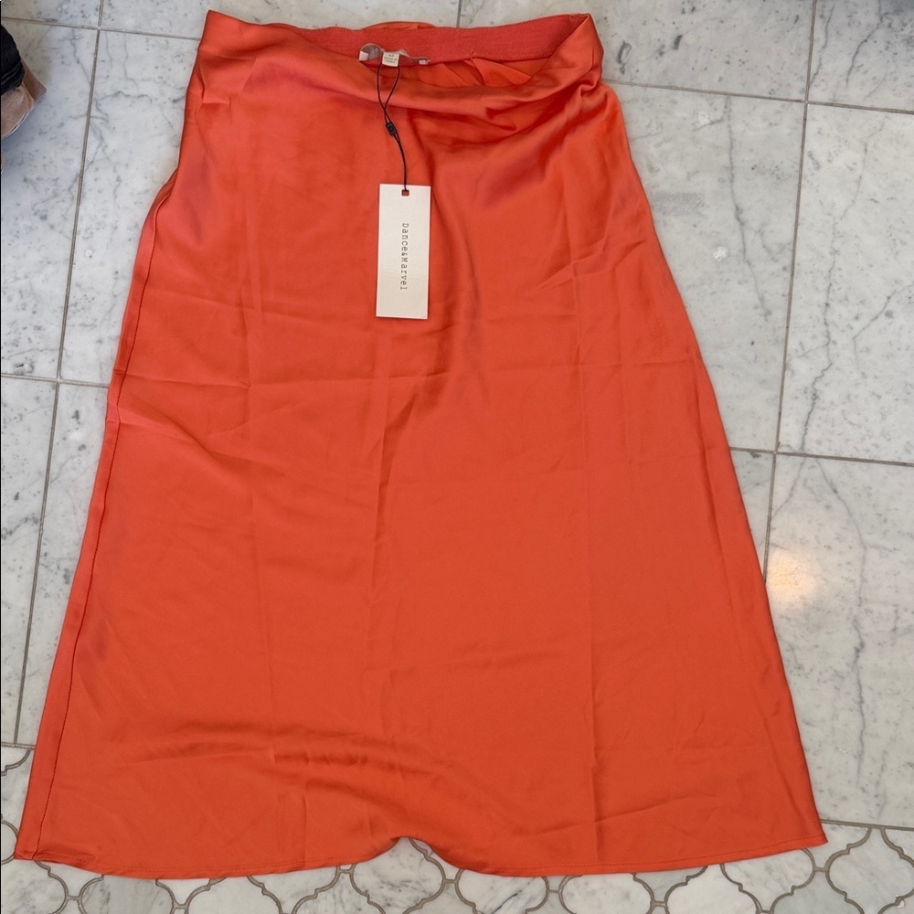 Coral/Orange Satin Skirt